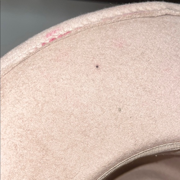 Elegant Pale Pink / Cream Fedora Hat ladies one size 100% wool - preowned - Picture 7 of 9
